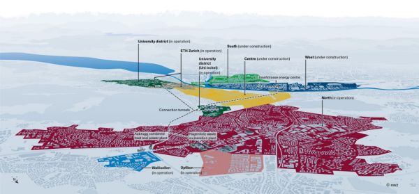 Site plan for the expansion of the ewz district heating networks